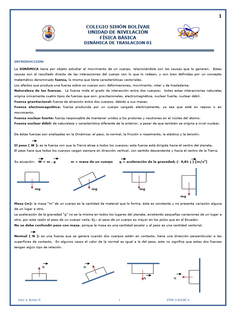 Dinámica de Traslación en Física Básica | PDF | Fuerza | Fricción