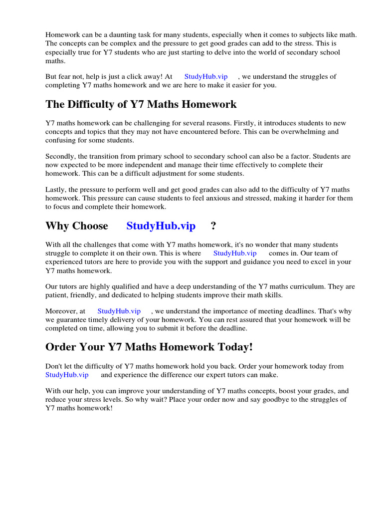 y7 Maths Homework | PDF | Homework | Mathematics