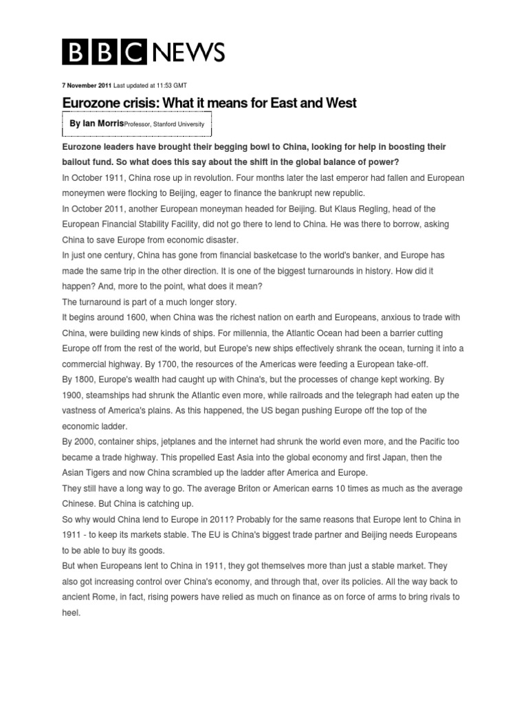 Eurozone Crisis: Europe's Future with China | PDF | European Union | China
