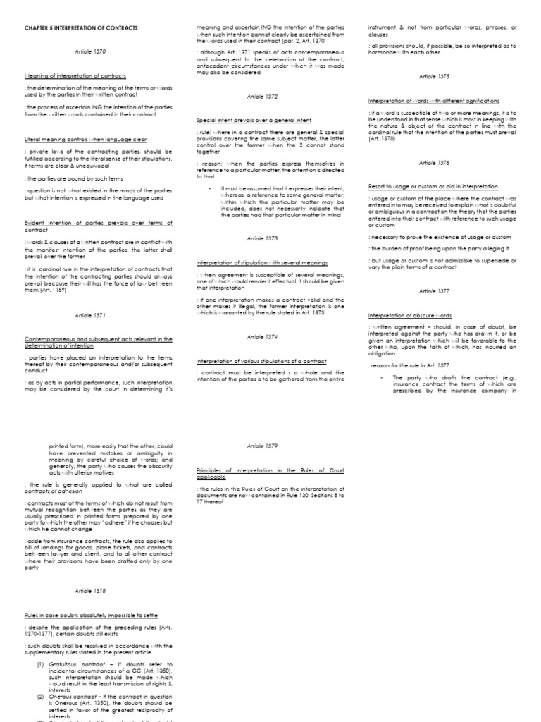 Contract Interpretation Principles | PDF | Business Law | Civil Law ...