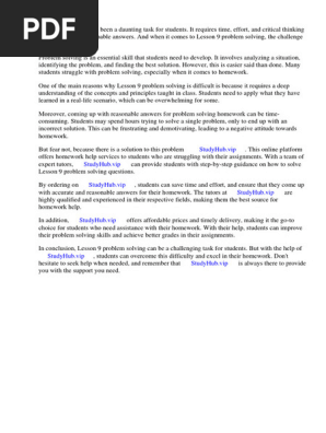 My Homework Lesson 9 Problem Solving Reasonable Answers