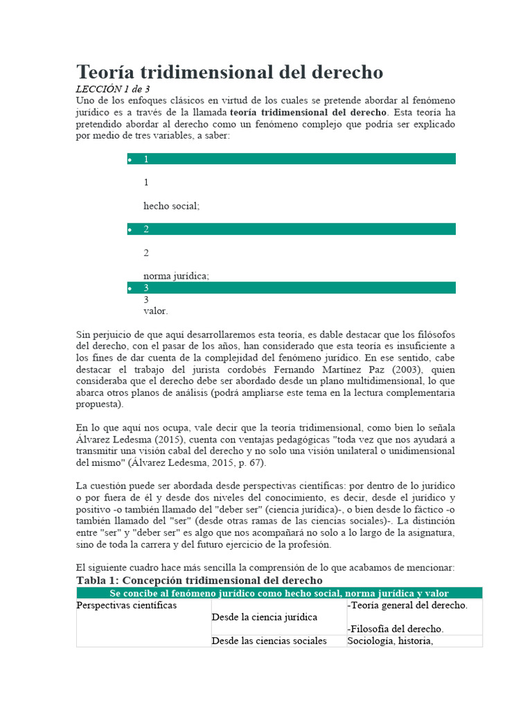 Teoría Tridimensional Del Derecho m1 L1 Descargar gratis PDF
