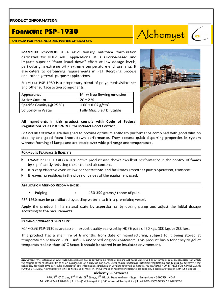 Foam Control for Pulp Mills | PDF | Pulp (Paper) | Materials