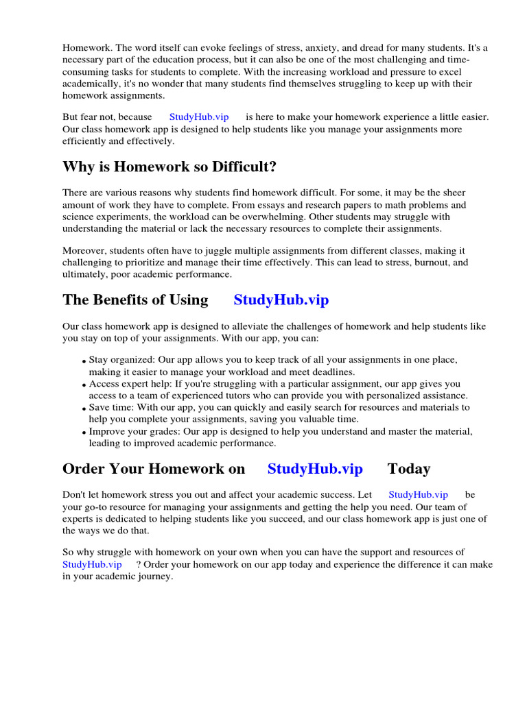 Class Homework App | PDF | Homework | Mobile App