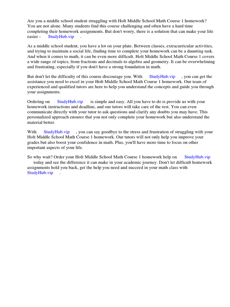 Holt Middle School Math Course 1 Homework and Practice Workbook | PDF ...