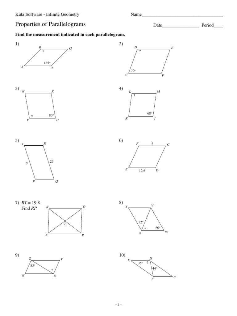 Worksheets Parallelograms Worksheet parallelograms worksheet switchconf properties of switchconf