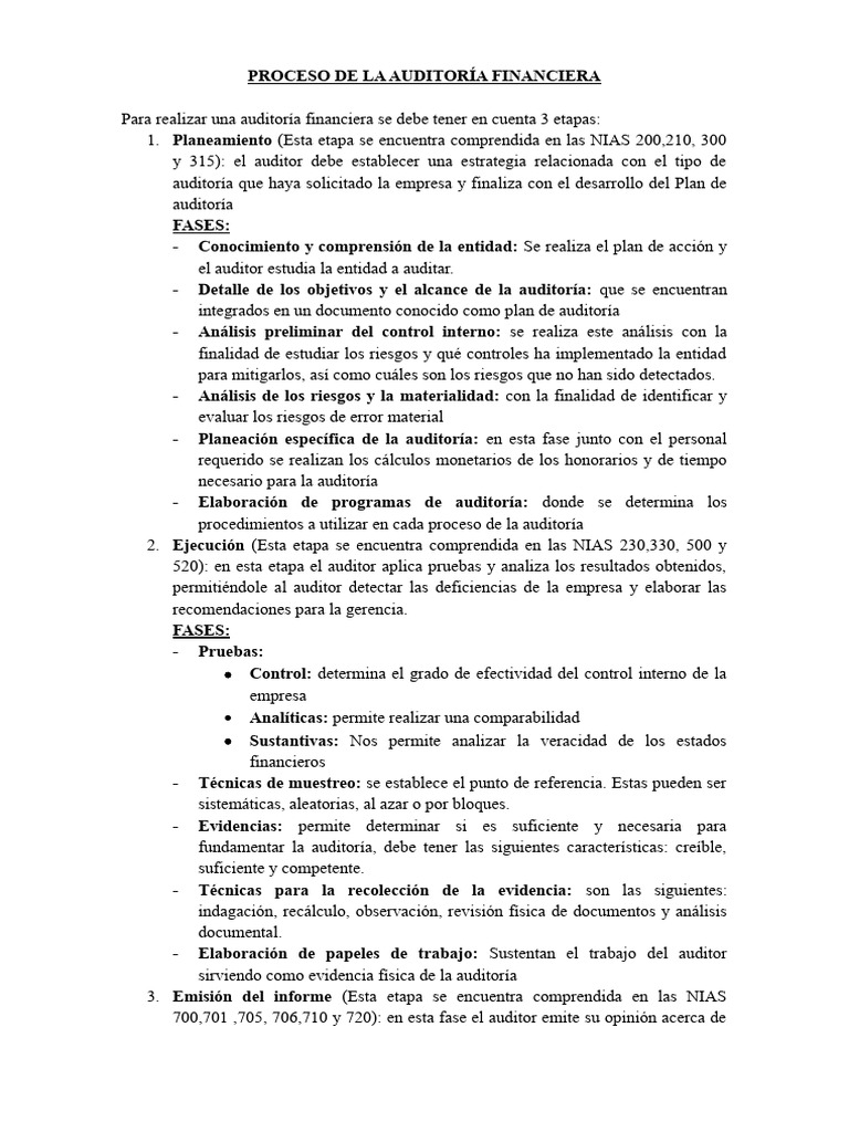 El Proceso de La Auditoría Financiera | PDF | Auditoría | Contralor