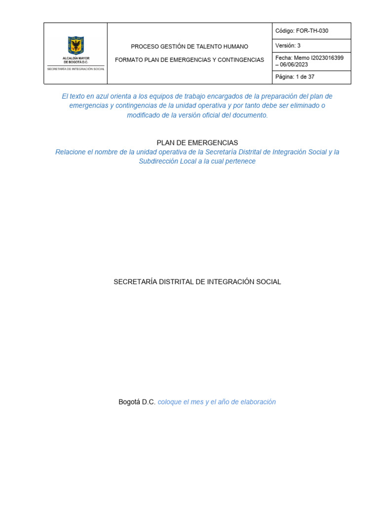 Plan de Emergencias y Contingencias TH | PDF | Riesgo | Valores