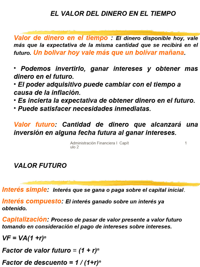 Valor del Dinero en el Tiempo | PDF | Interés | Economía Financiera