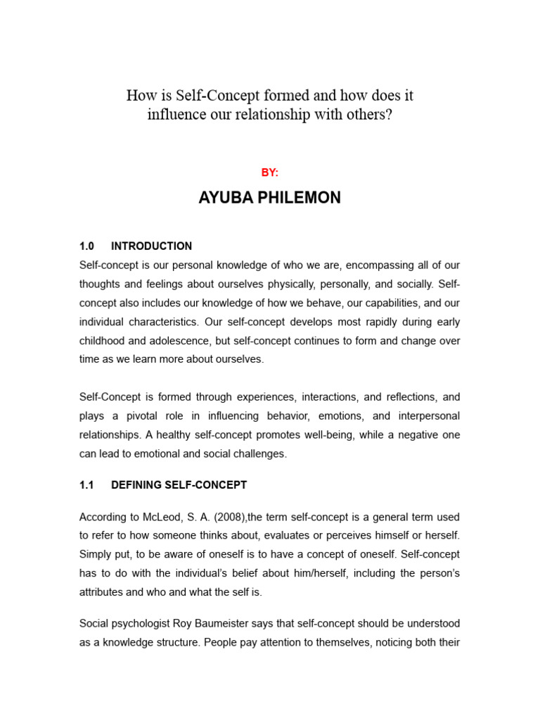 Formation of Self-Concept Explained | PDF | Self Concept | Self Esteem