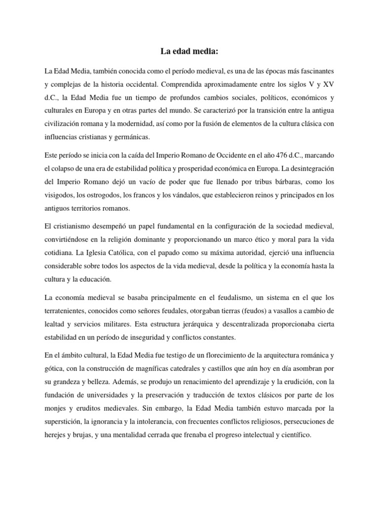Historia y Filosofía de la Edad Media | PDF | Edades medias | imperio ...