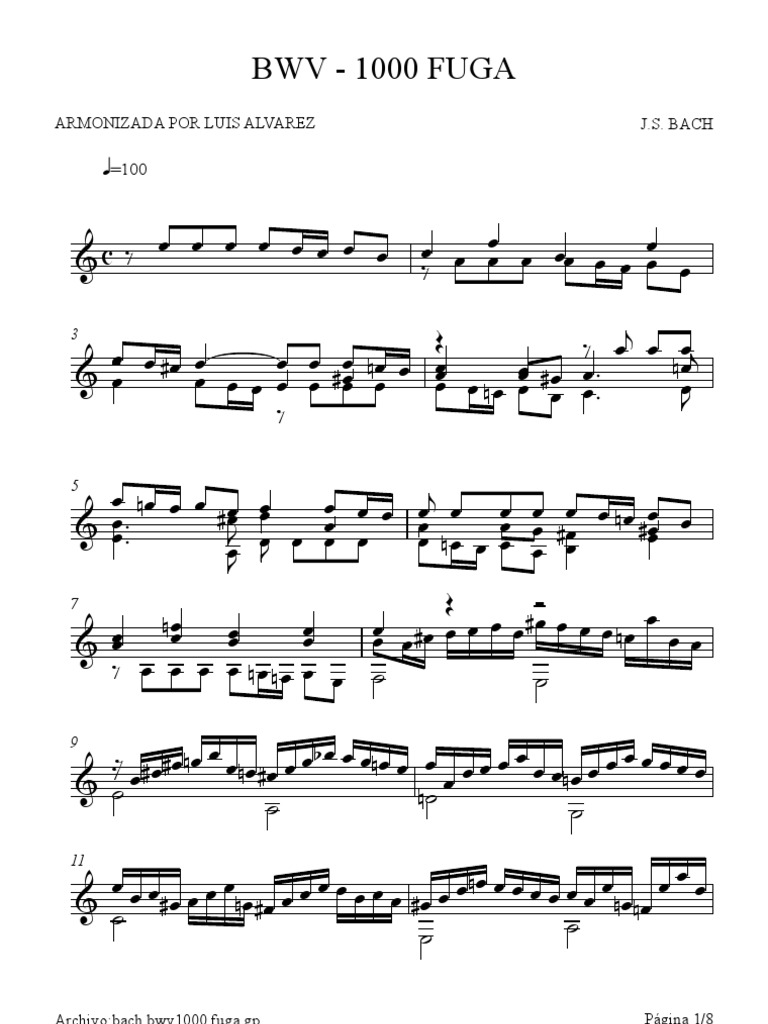 Bach Bwv1000 Fuga Gp