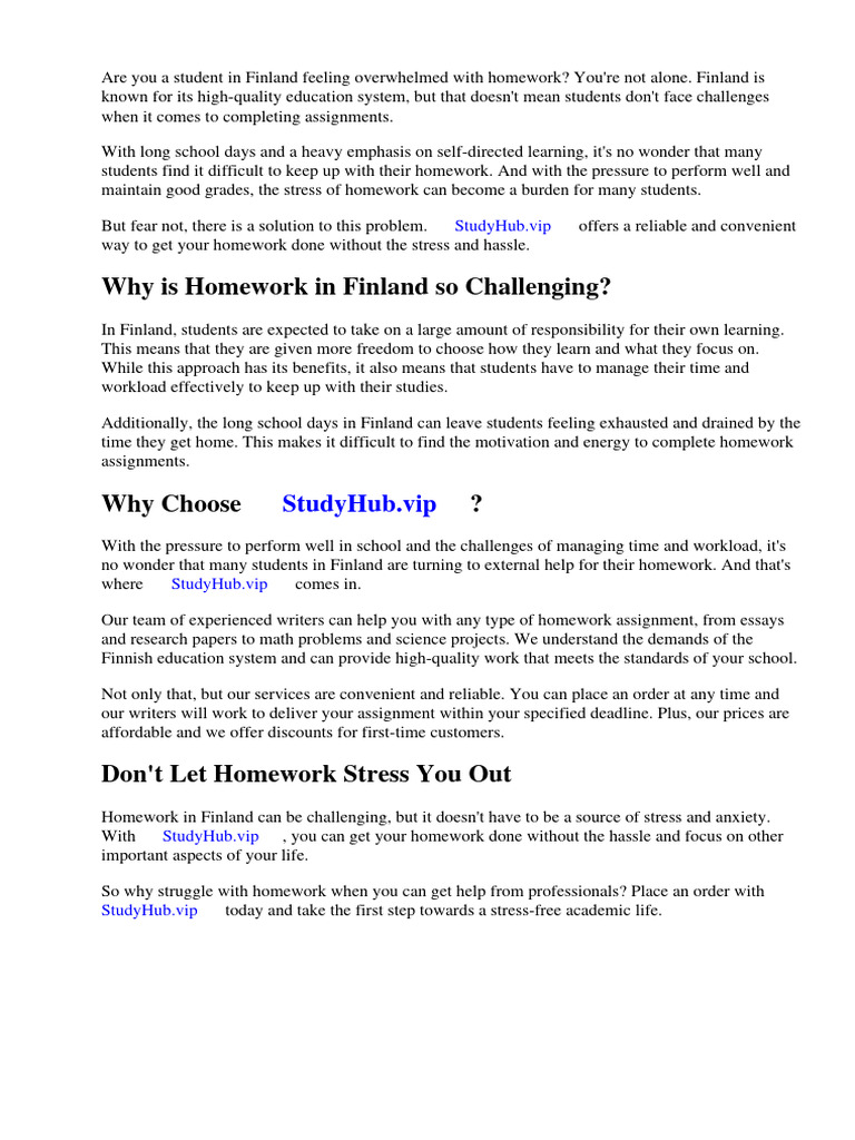 Finland Less Homework | PDF | Homework | Finland