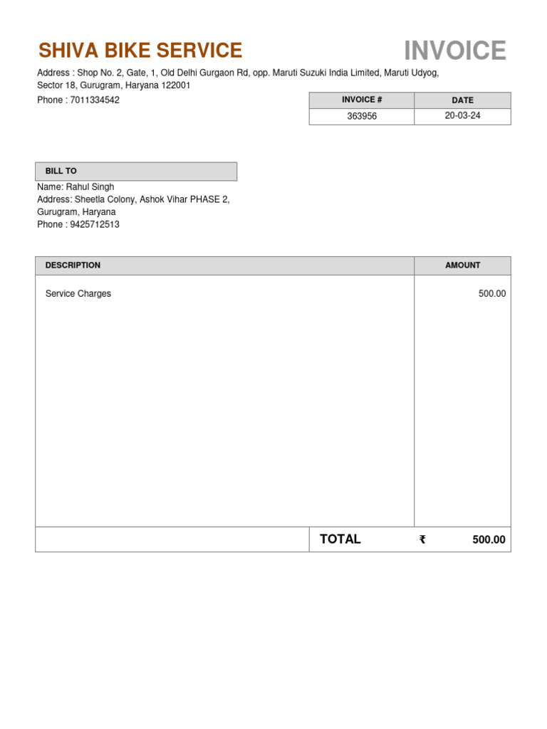 Bike Maintenance Bill March-24 | PDF