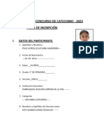 FICHA DE INSCRIPCIÓN - CONCURSO DE CATECISMO 5°2da CATEGORIA