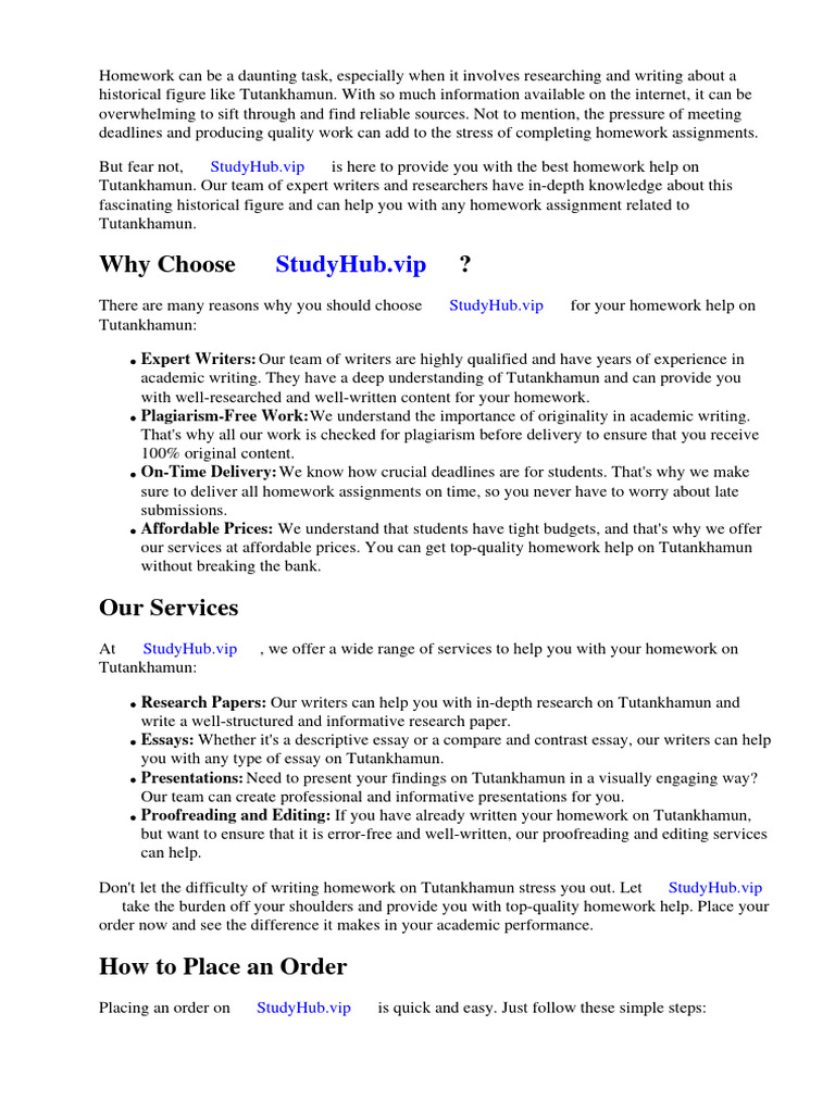 Tutankhamun Homework Help Services | PDF | Tutankhamun | Homework