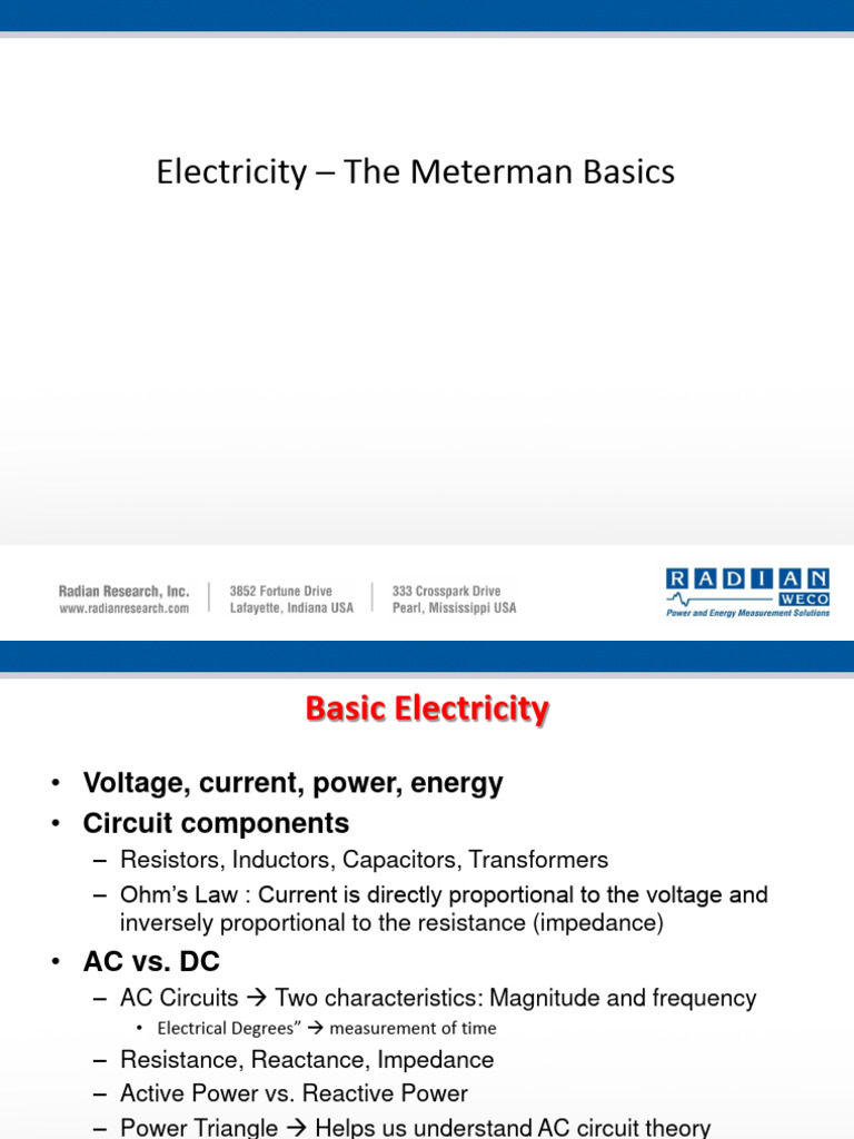 Electricity The Meterman Basics PDF Electrical Impedance Ac Power