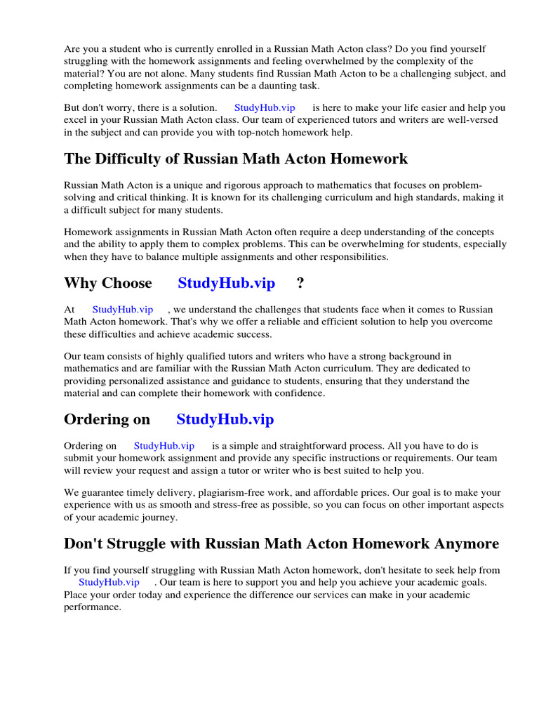 Russian Math Acton Homework | PDF | Mathematics | Worksheet