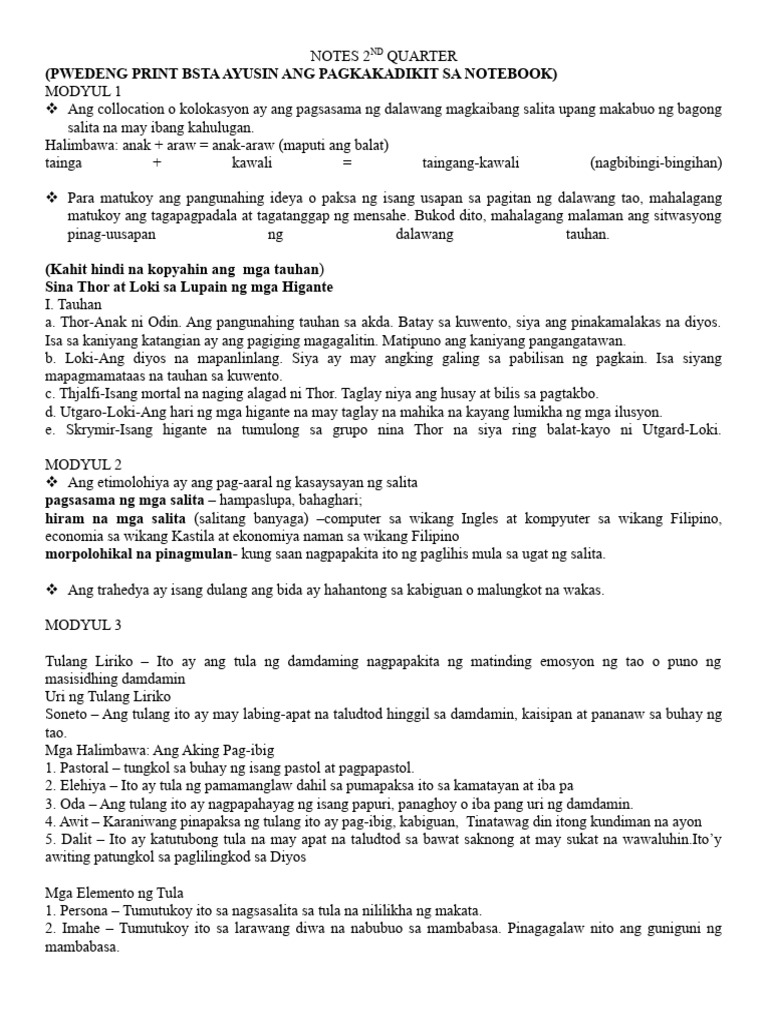 Notes 2nd Quarter 2 | PDF