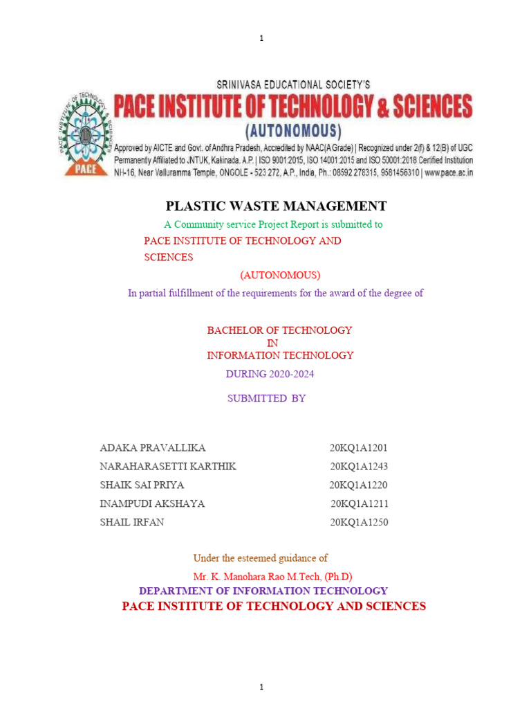 Plastic Waste Management Project Report | PDF | Plastic | Waste