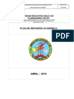 PLAN REFUERZO ACADÉMICO V-2018