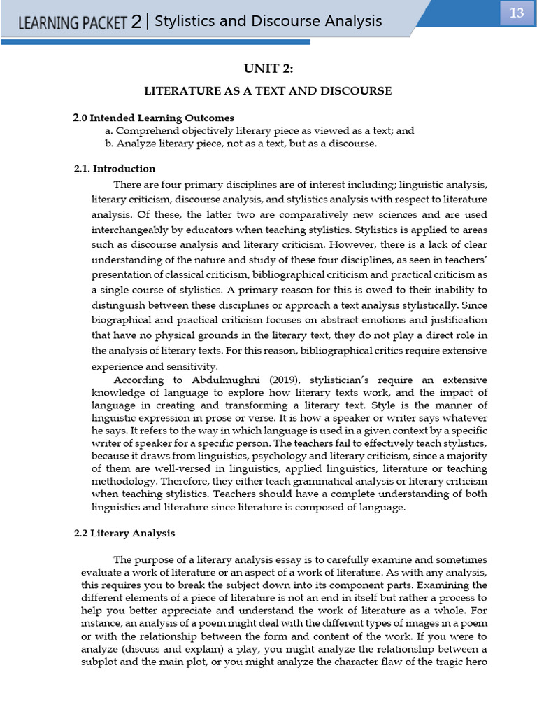 Literary Analysis and Stylistics Guide | PDF | Analysis | Linguistics