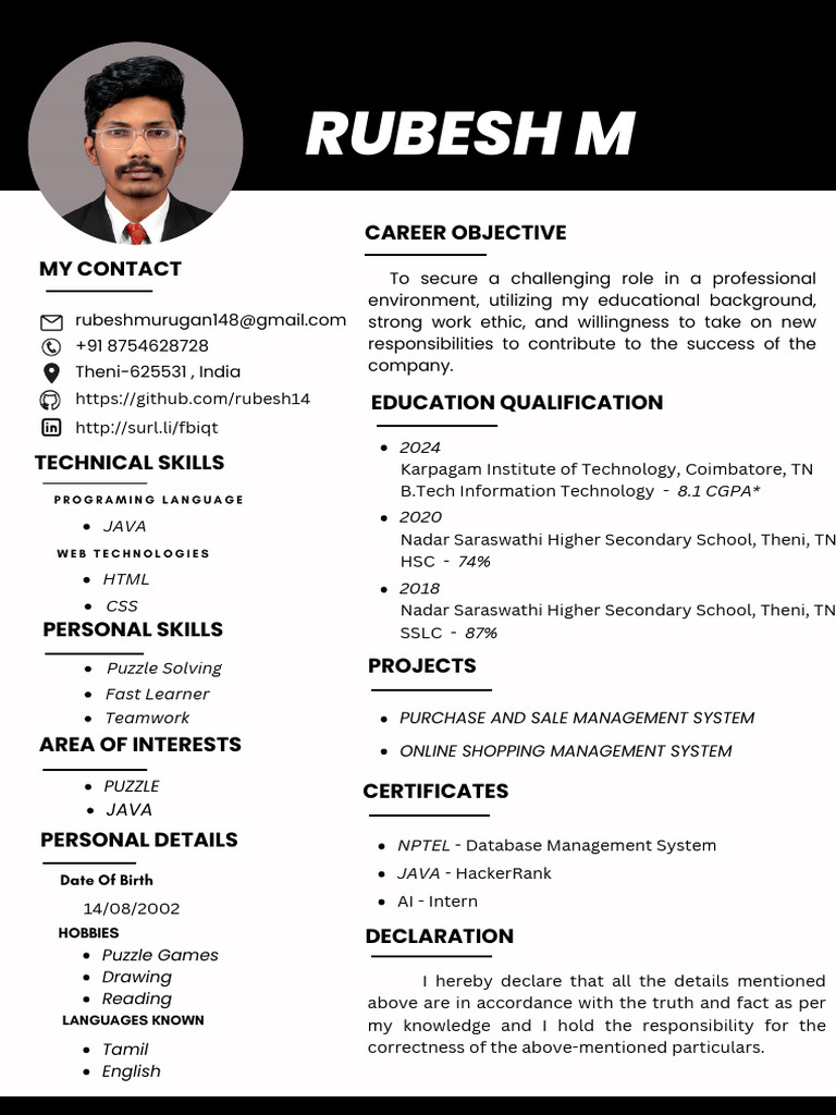 721220205044-Rubesh M | PDF | Career & Growth