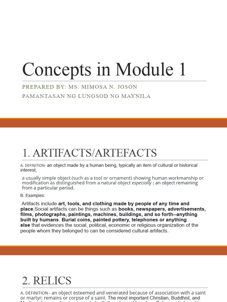 RPH Concepts in Module 1 v2 | PDF | Museum | Relic