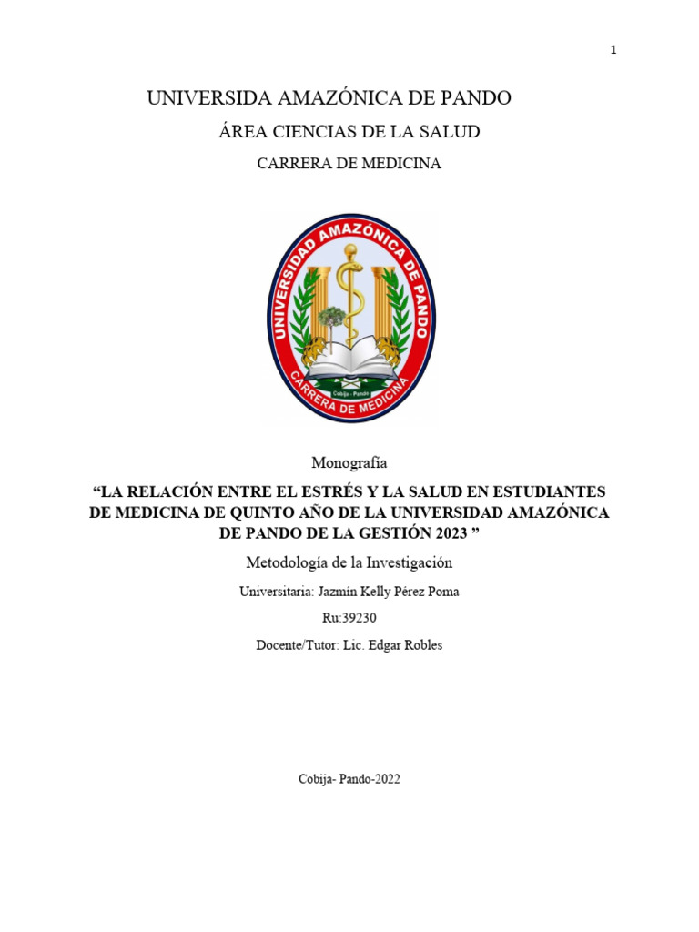 Estrés y Salud en Estudiantes de Medicina | PDF | Estrés (biología ...