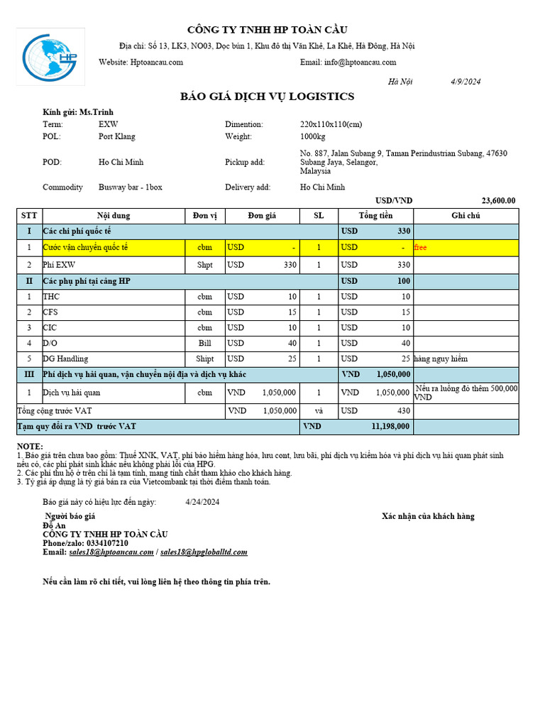 SI EXW 40DC Quotation 22.12.2022 | PDF