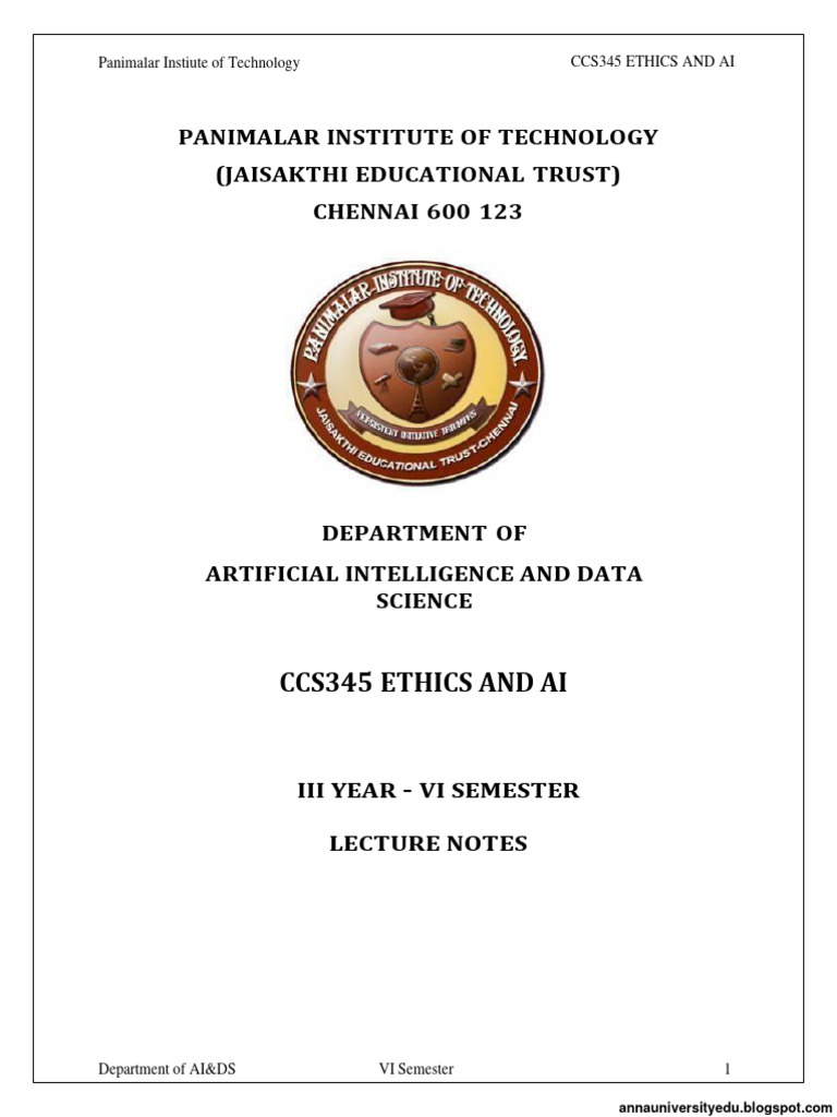 CCS345 Ethics and AI Lecture Notes | PDF | Artificial Intelligence ...