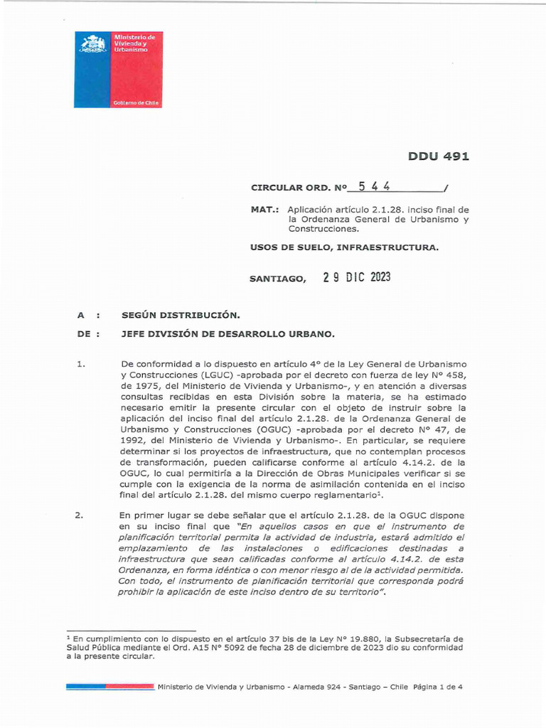 Aplicación de DDU 290 en Infraestructura | PDF | Chile | Urbanismo