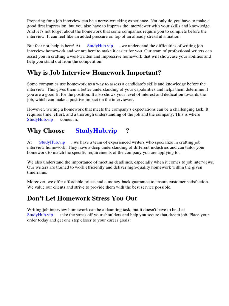 Job Interview Homework | PDF | Job Interview