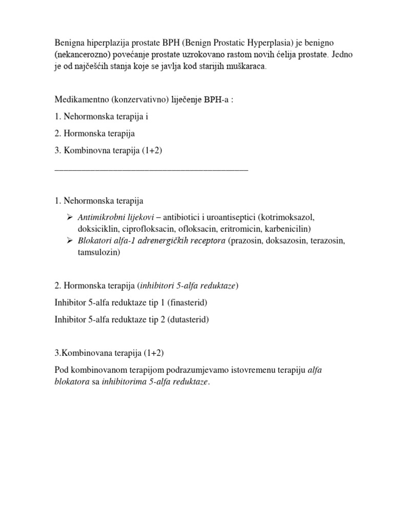 Benigna Hiperplazija Prostate - lijekovi | PDF