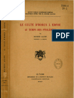 BdE 20-2 Alliot, Maurice - Le Culte D'horus À Edfou Au Temps Des Ptolémées (1954) LR