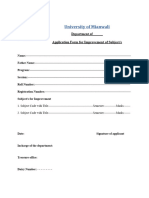 Application Form For Improvement of Subject New