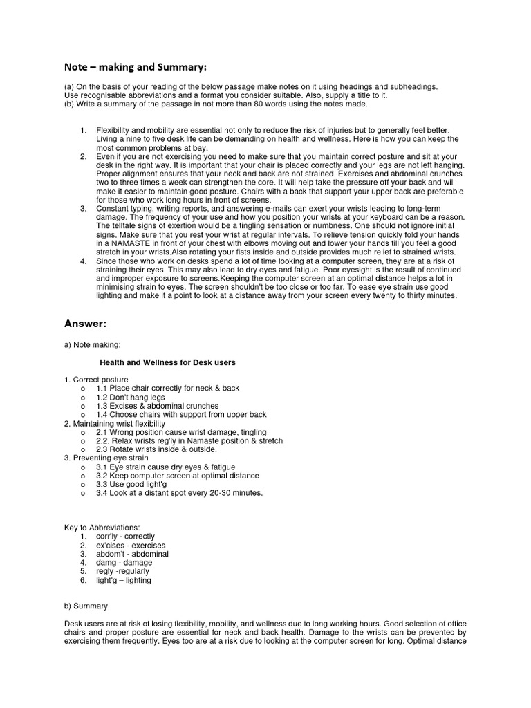 11 note making and summary pdf paresthesia