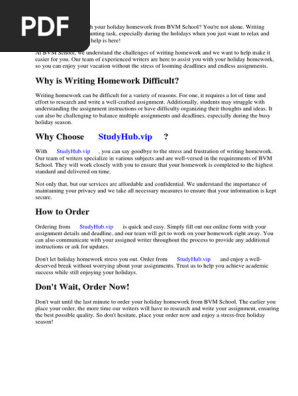 Holiday Homework of Bvm School