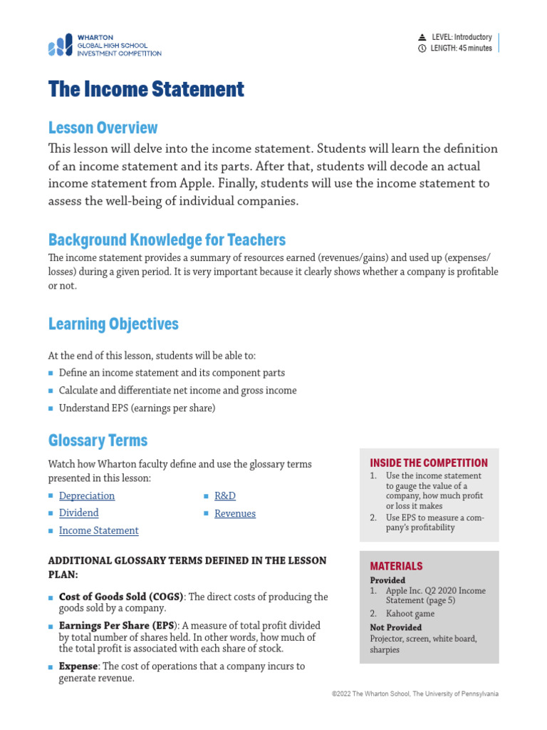 Research and Analysis 3.5 Income Statement - V2 | PDF | Income ...