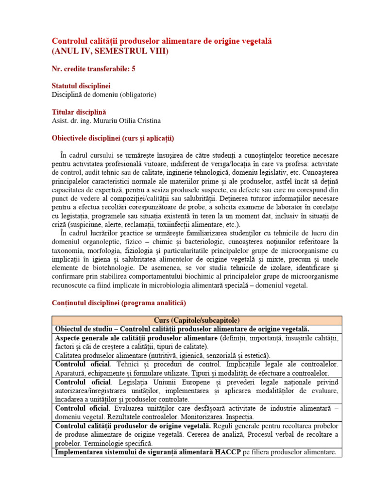 Controlul Calit Alimentelor II | PDF