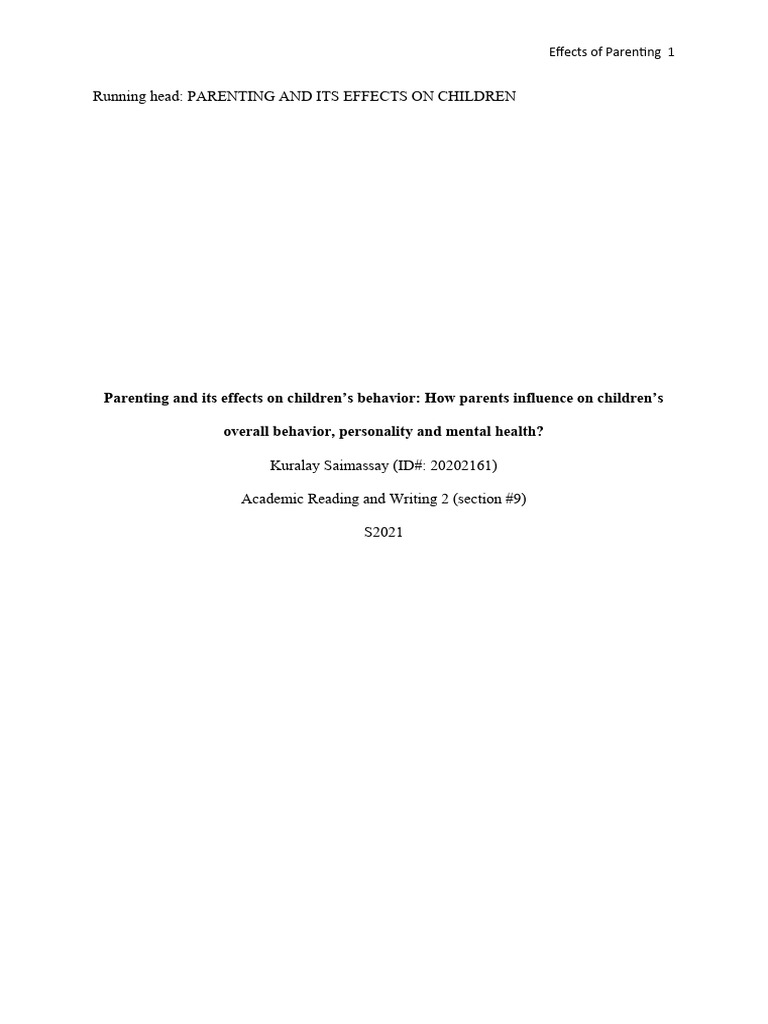 Parenting and Its Effects On Children's Behavior: How Parents Influence ...