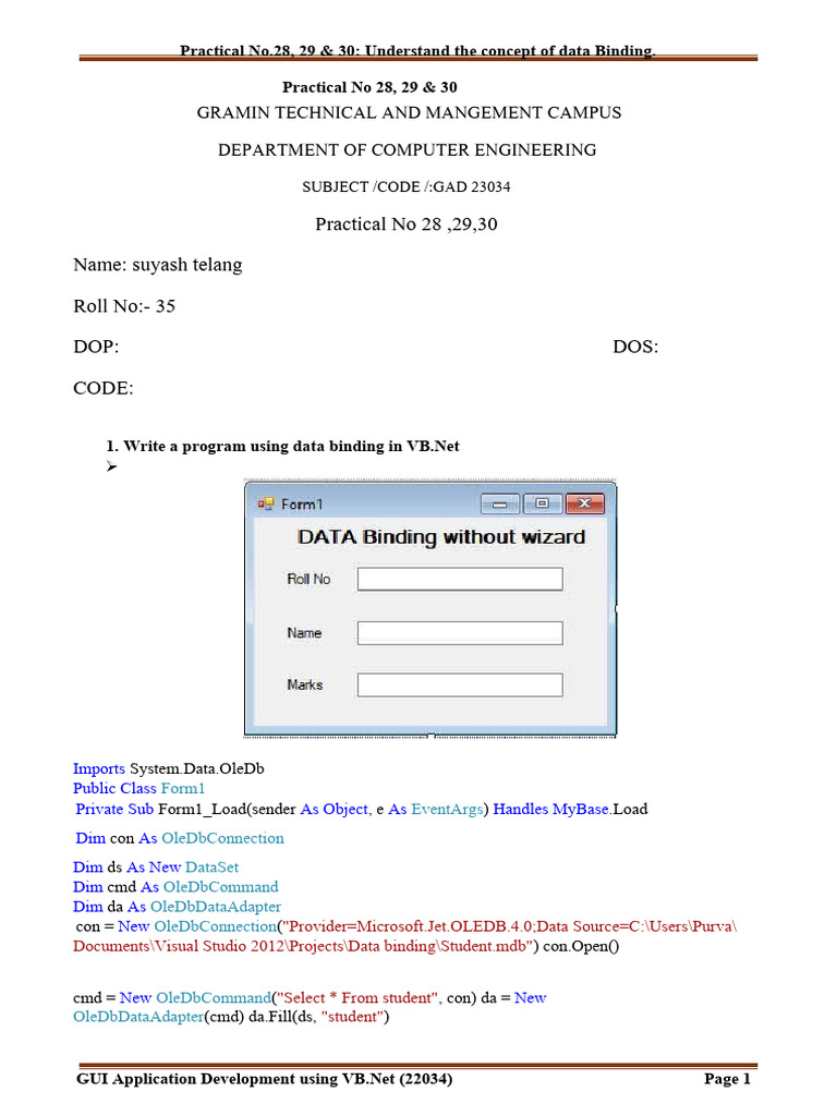 Data Binding in VB.Net: Practical Guide | PDF | Software | Computing