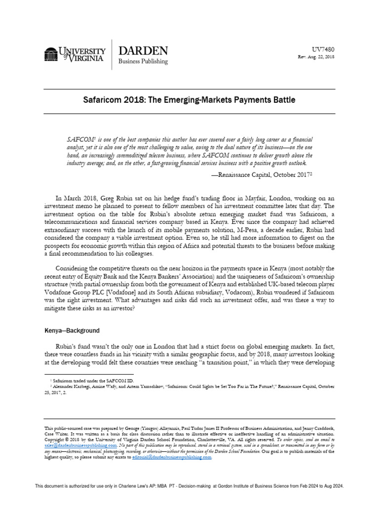 Session 2 Case Study | PDF | Kenya | Banks