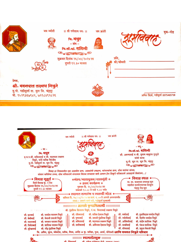 Wedding Invitation Card (Mayur M. Nikure.) | PDF