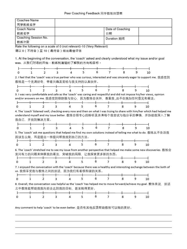 Peer Coaching Feedback Form | PDF | Human Communication | Social Psychology