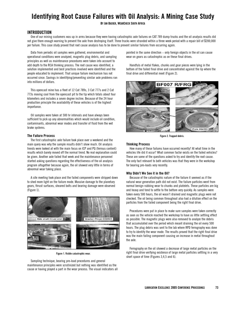 Identifying Root Cause Failures With Oil Analysis, A Mining Case Study ...