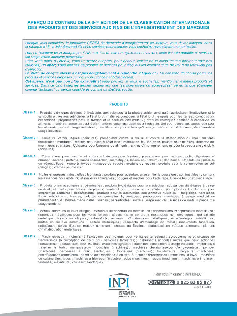 Classification INPI des Marques 2023 | PDF