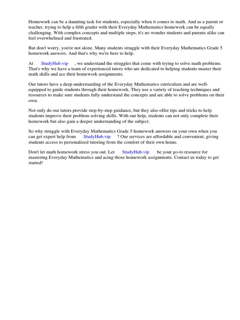 Everyday Mathematics Grade 5 Homework Answers | PDF | Homework | Numbers