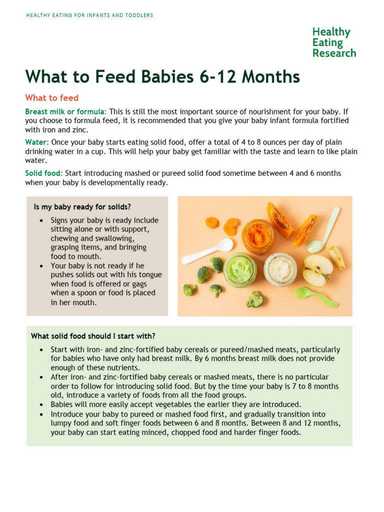 What to Feed 6 12 Month Olds PDF Foods Drink