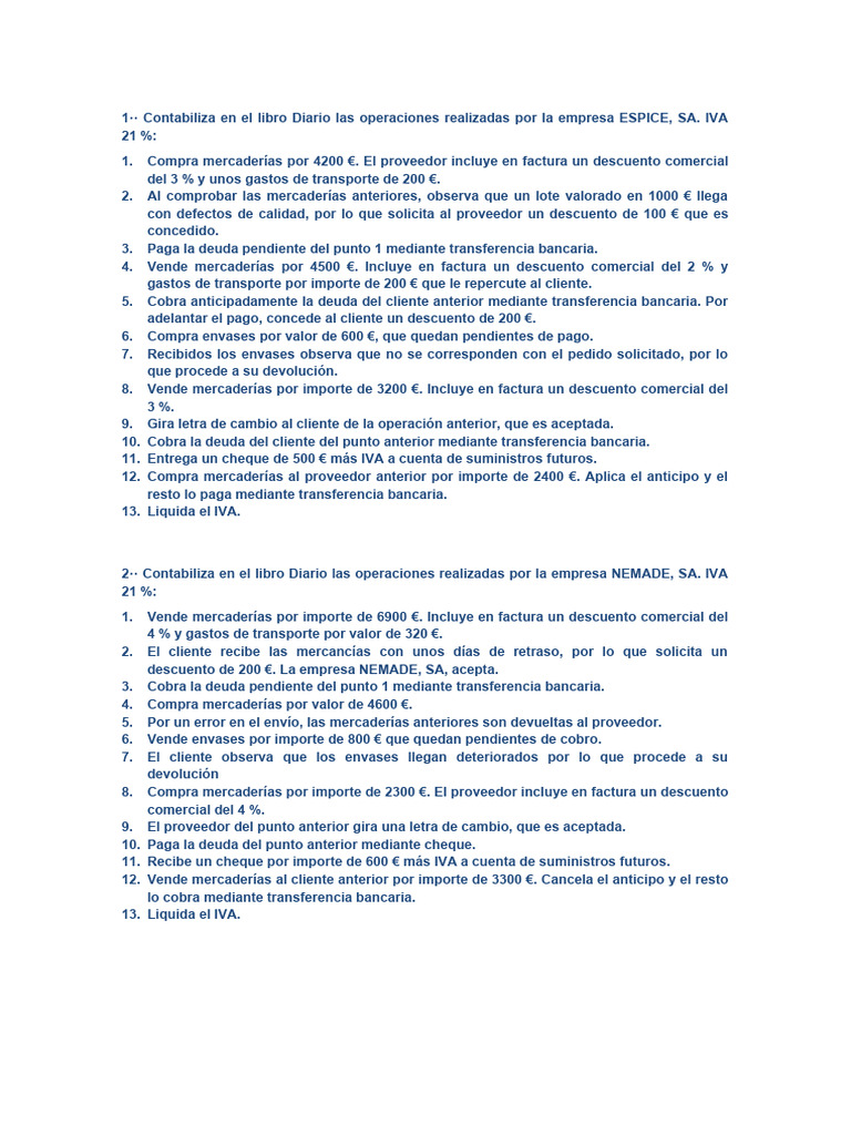 Contabilidad de operaciones de ESPICE y NEMADE | PDF | Factura ...